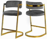 Stephanie Velvet Counter Stool Set - Luxurious Plush Design with Elegant Gold Metal Frame