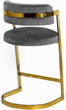 Stephanie Velvet Counter Stool Set - Luxurious Plush Design with Elegant Gold Metal Frame