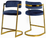 Stephanie Velvet Counter Stool Set - Luxurious Plush Design with Elegant Gold Metal Frame