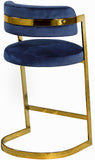 Stephanie Velvet Counter Stool Set - Luxurious Plush Design with Elegant Gold Metal Frame