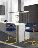 Stephanie Velvet Counter Stool Set - Luxurious Plush Design with Elegant Gold Metal Frame