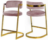 Stephanie Velvet Counter Stool Set - Luxurious Plush Design with Elegant Gold Metal Frame