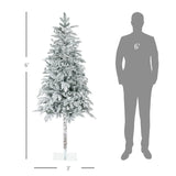 HOMCOM 6' Artificial Flocked Christmas Trees, with Snow Frosted Branches, Auto Open, Steel Base