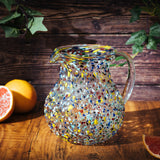 Hand Blown Mexican Glass Pitcher – Confetti Rock Design 70 Ounces