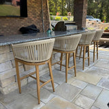 PURPLE LEAF Counter Stools Bar Stools Rattan Bar Stools Wicker Bar Chairs Woven Aluminum Barstools with Back and Cushions