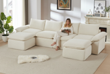 DERVAL 141" 4-Seater Sofa with 2 Ottomans