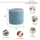 Cotton Rope Basket Set of 3, 11x11x11 inch, Blue (4 Units)