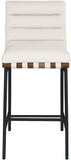 Burke Vegan Leather Bar Stool - Contemporary Design with Matte Black Frame and Walnut Wood Accent