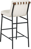 Burke Vegan Leather Bar Stool - Contemporary Design with Matte Black Frame and Walnut Wood Accent