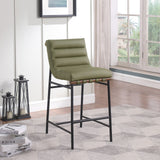 Burke Vegan Leather Bar Stool - Contemporary Design with Matte Black Frame and Walnut Wood Accent