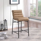 Burke Vegan Leather Bar Stool - Contemporary Design with Matte Black Frame and Walnut Wood Accent