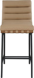Burke Vegan Leather Bar Stool - Contemporary Design with Matte Black Frame and Walnut Wood Accent