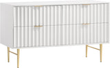 Modernist Engineered Wood Dresser with Sculptural Design and Gold Accents for Chic Interiors