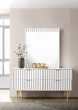Modernist Engineered Wood Dresser with Sculptural Design and Gold Accents for Chic Interiors