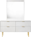 Modernist Engineered Wood Dresser with Sculptural Design and Gold Accents for Chic Interiors