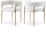 Brielle Iron Contemporary Dining Chair Set - Elegant Design with Gold Frame and Boucle Comfort