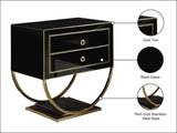 Alyssa Contemporary Side Table with Stunning Gold Stainless Steel Base and Dual Drawer Storage Solutions