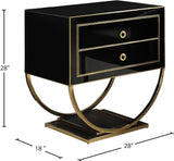 Alyssa Contemporary Side Table with Stunning Gold Stainless Steel Base and Dual Drawer Storage Solutions