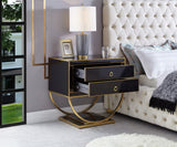 Alyssa Contemporary Side Table with Stunning Gold Stainless Steel Base and Dual Drawer Storage Solutions
