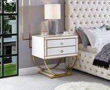 Alyssa Contemporary Side Table with Stunning Gold Stainless Steel Base and Dual Drawer Storage Solutions
