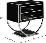 Alyssa Contemporary Side Table with Chrome Trim and Dual Pedestal Base for Modern Living Rooms