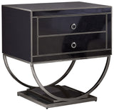 Alyssa Contemporary Side Table with Chrome Trim and Dual Pedestal Base for Modern Living Rooms