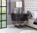 Alyssa Contemporary Side Table with Chrome Trim and Dual Pedestal Base for Modern Living Rooms