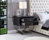 Alyssa Contemporary Side Table with Chrome Trim and Dual Pedestal Base for Modern Living Rooms