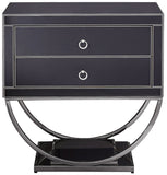Alyssa Contemporary Side Table with Chrome Trim and Dual Pedestal Base for Modern Living Rooms