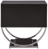 Alyssa Contemporary Side Table with Chrome Trim and Dual Pedestal Base for Modern Living Rooms