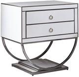 Alyssa Contemporary Side Table with Chrome Trim and Dual Pedestal Base for Modern Living Rooms