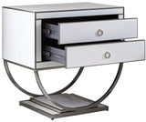 Alyssa Contemporary Side Table with Chrome Trim and Dual Pedestal Base for Modern Living Rooms