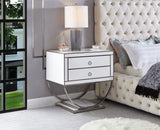 Alyssa Contemporary Side Table with Chrome Trim and Dual Pedestal Base for Modern Living Rooms