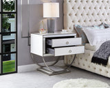 Alyssa Contemporary Side Table with Chrome Trim and Dual Pedestal Base for Modern Living Rooms