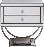 Alyssa Contemporary Side Table with Chrome Trim and Dual Pedestal Base for Modern Living Rooms