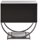 Alyssa Contemporary Side Table with Chrome Trim and Dual Pedestal Base for Modern Living Rooms