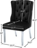 Suri Velvet Dining Chairs - Elegant High Back Design with Chrome Nailheads and Timeless Wood Legs