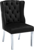 Suri Velvet Dining Chairs - Elegant High Back Design with Chrome Nailheads and Timeless Wood Legs