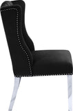 Suri Velvet Dining Chairs - Elegant High Back Design with Chrome Nailheads and Timeless Wood Legs
