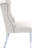 Suri Velvet Dining Chairs - Elegant High Back Design with Chrome Nailheads and Timeless Wood Legs