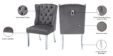 Suri Velvet Dining Chairs - Elegant High Back Design with Chrome Nailheads and Timeless Wood Legs