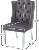 Suri Velvet Dining Chairs - Elegant High Back Design with Chrome Nailheads and Timeless Wood Legs