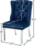 Suri Velvet Dining Chairs - Elegant High Back Design with Chrome Nailheads and Timeless Wood Legs