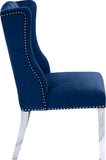 Suri Velvet Dining Chairs - Elegant High Back Design with Chrome Nailheads and Timeless Wood Legs