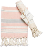 Beige & Red Turkish Cotton Towels Set of 2, 18"x40"