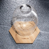 Set of 2 Zodiac Sign Wine Glasses with 2 Wooden Coasters (Virgo)