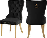 Carmen Luxurious Contemporary Dining Chairs - Set of 2 with Deep Button Tufting & Gold Accents
