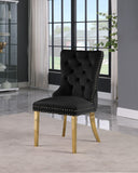 Carmen Luxurious Contemporary Dining Chairs - Set of 2 with Deep Button Tufting & Gold Accents