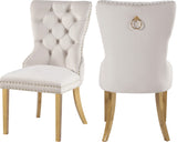 Carmen Luxurious Contemporary Dining Chairs - Set of 2 with Deep Button Tufting & Gold Accents