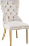 Carmen Luxurious Contemporary Dining Chairs - Set of 2 with Deep Button Tufting & Gold Accents